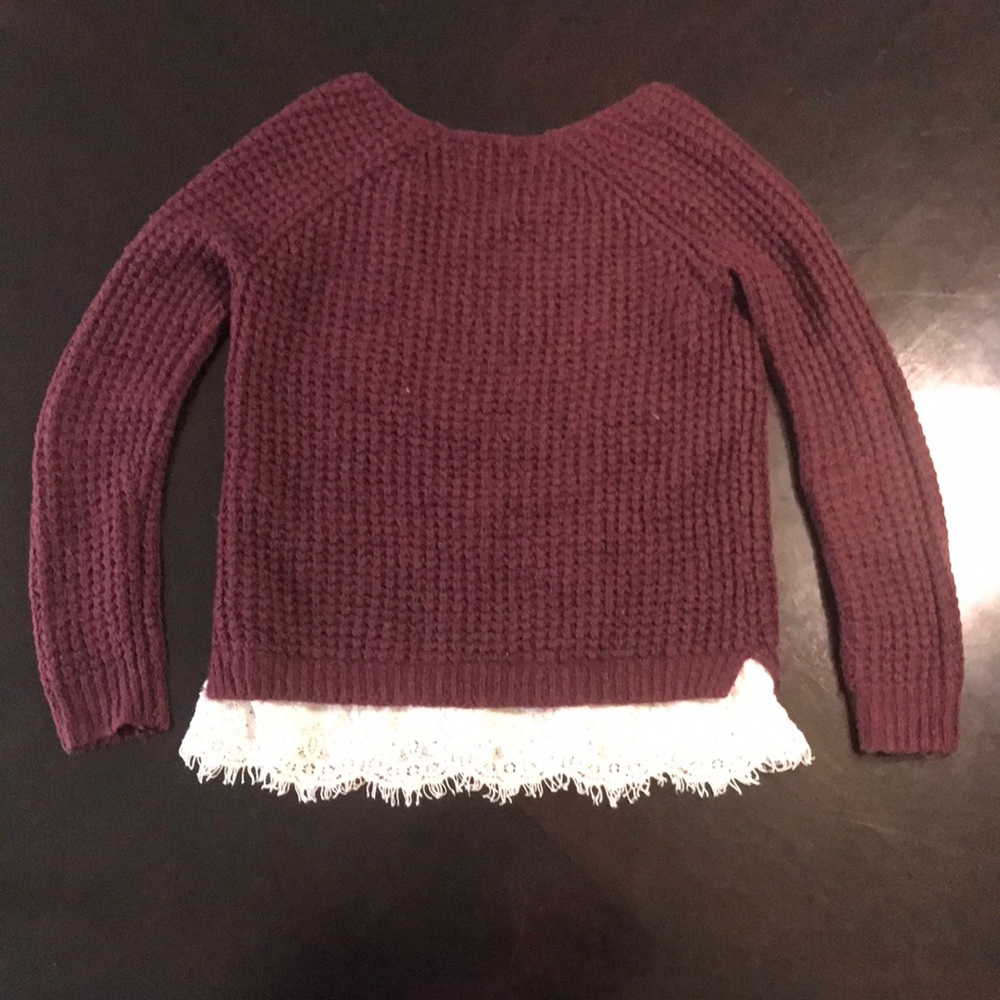 Hollister burgundy chunky knit sweater - Picture 2 of 4